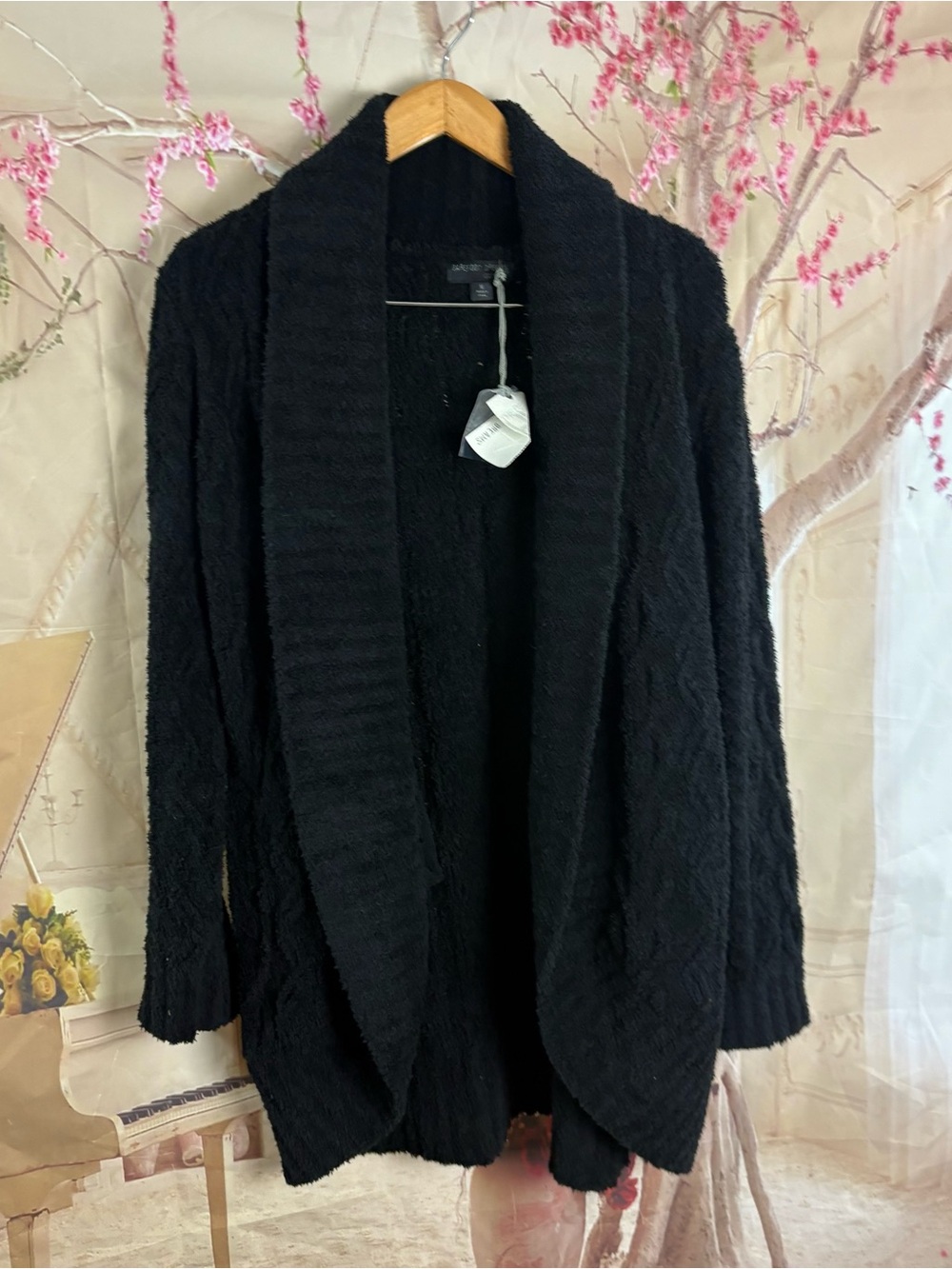 NEW Barefoot Dreams Cozy Open-Front Black Women's Cardigan Sweater - Picture 2 of 9